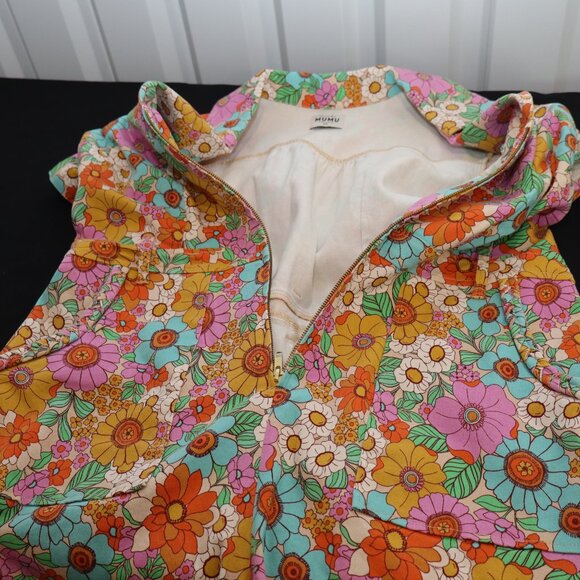 Show Me Your Mumu Outlaw Romper Flower Market Denim Size 2X Colorful No Belt - Picture 6 of 10